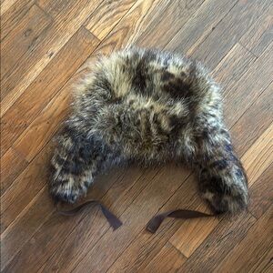 Faux Fur Leopard Print Hat